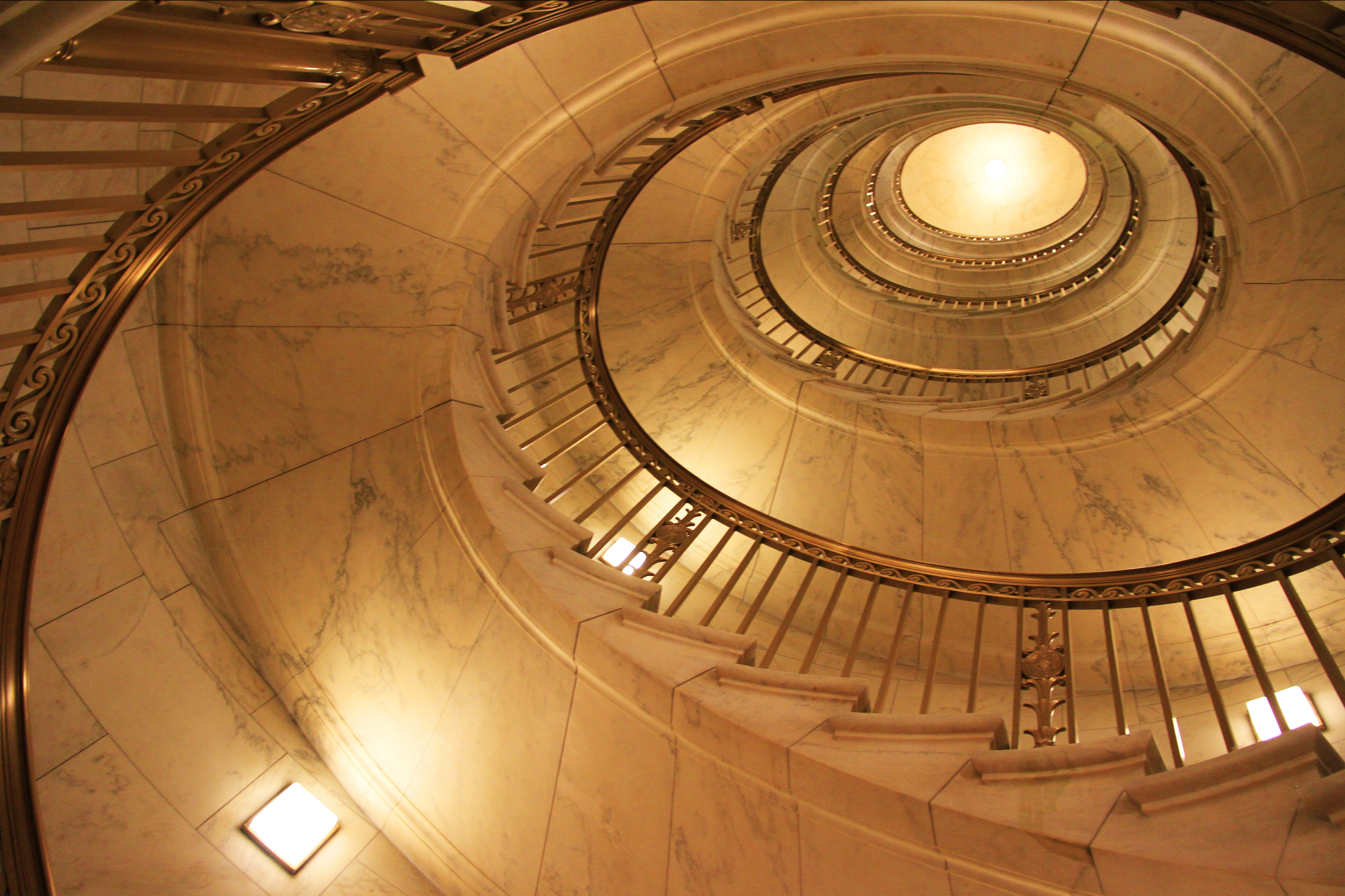 Marble spiral staircase, looking up